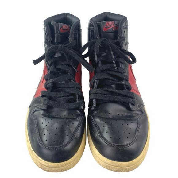 Nike Air Jordan 1 Retro Men's Black Leather High Top Athletic Sneakers Shoes 12 - Picture 2 of 5